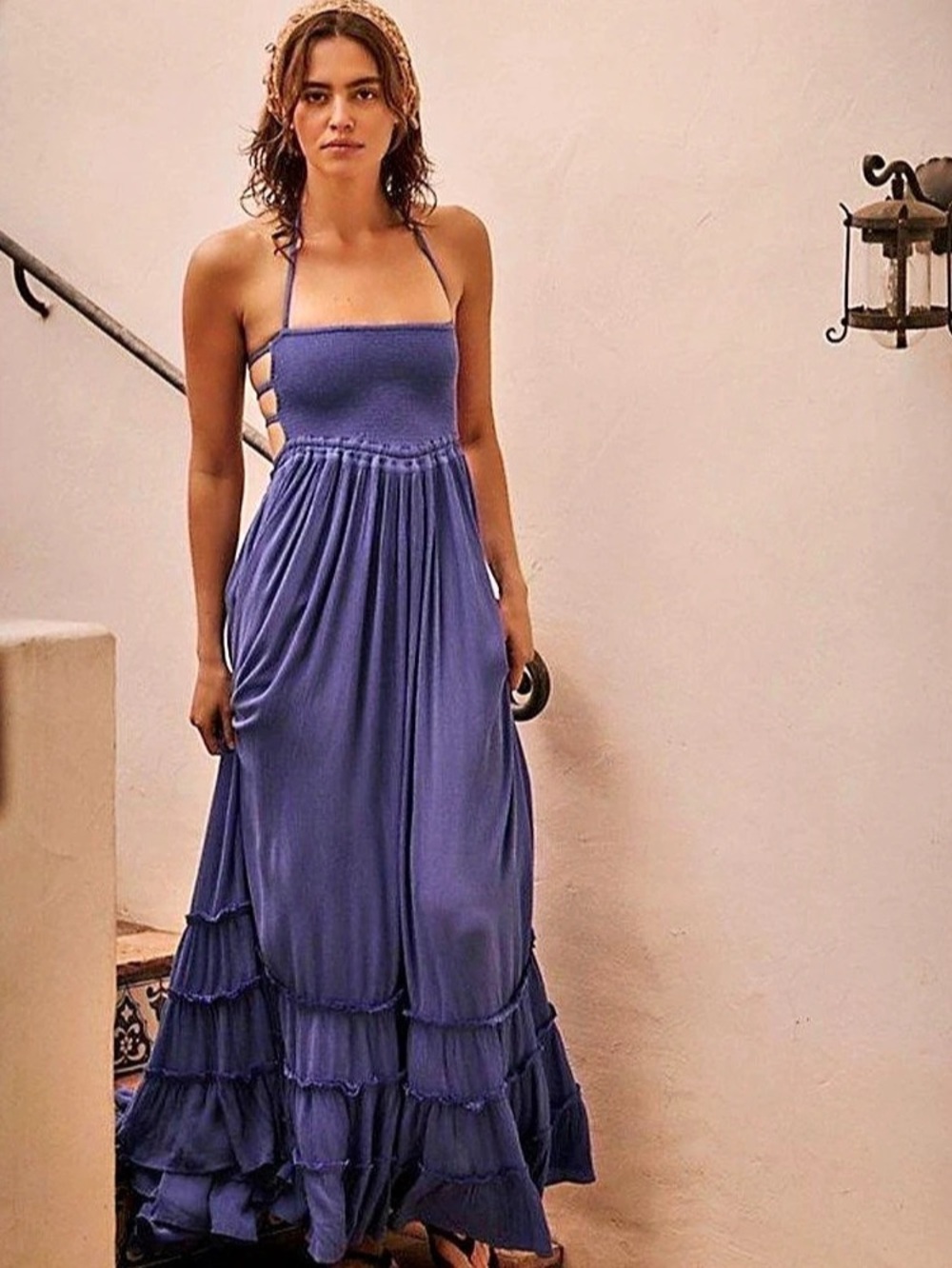 Free People Taking Sides Maxi Dress Purple Maxi Dress
